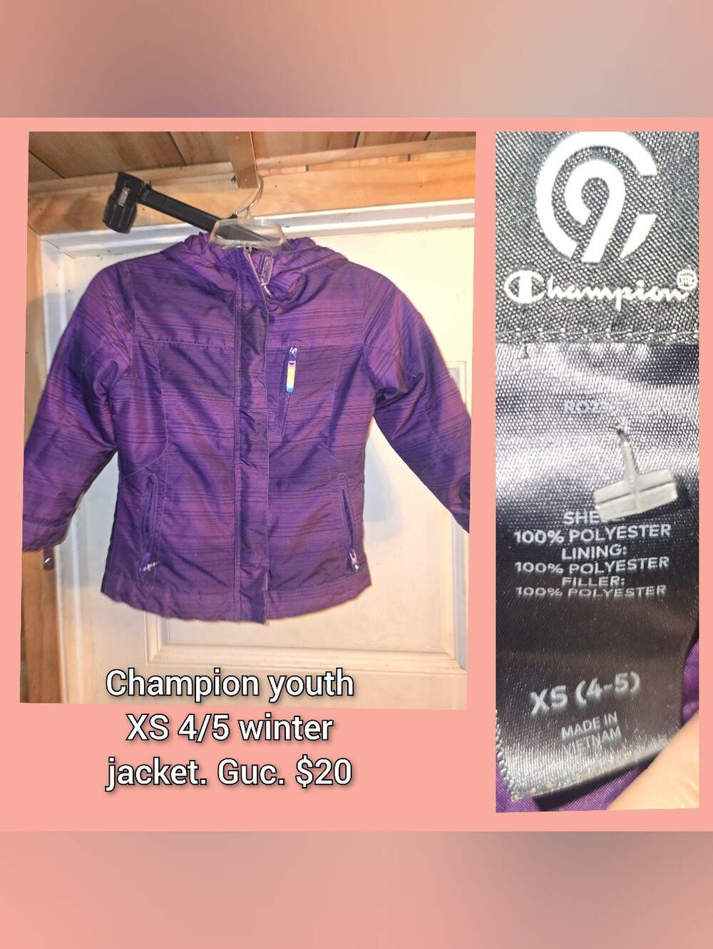 Champion Youth Purple Hooded Jacket